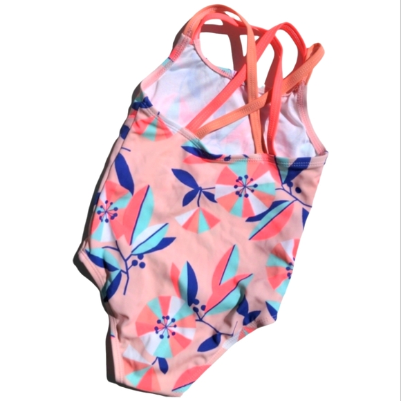 Gymboree Girls 2T Floral Pink/Blue Swimsuit - Picture 2 of 4